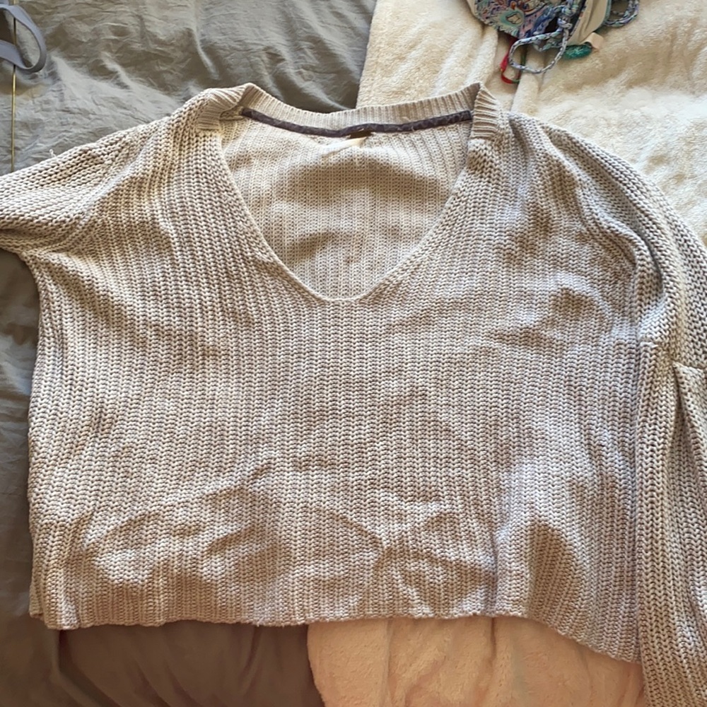 free people grey low cut sweater